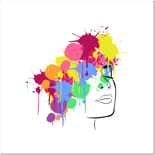 Colorful women face drippy hoodies drip merch design Posters and Art